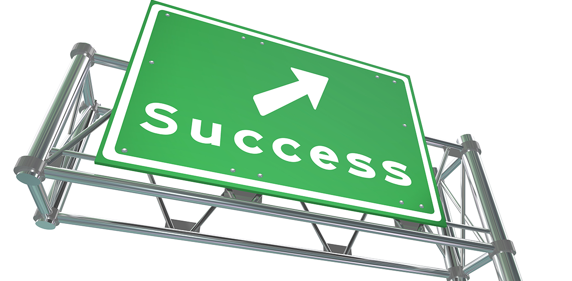 Off-ramp sign that reads, "Success"