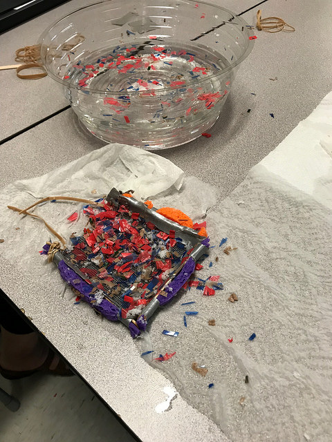 Prototype with plastic debris