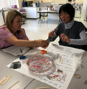 Teachers working to design an engineering lesson