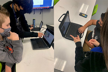 Upper MS students facilitate Intro to CS for 6th graders